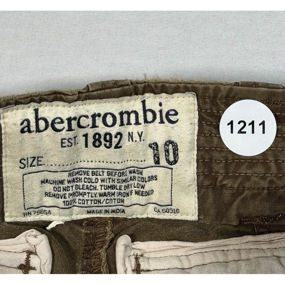 Abercrombie Shorts Boys 10 Green Cargo Twill Cotton Pockets Casual Summer Play